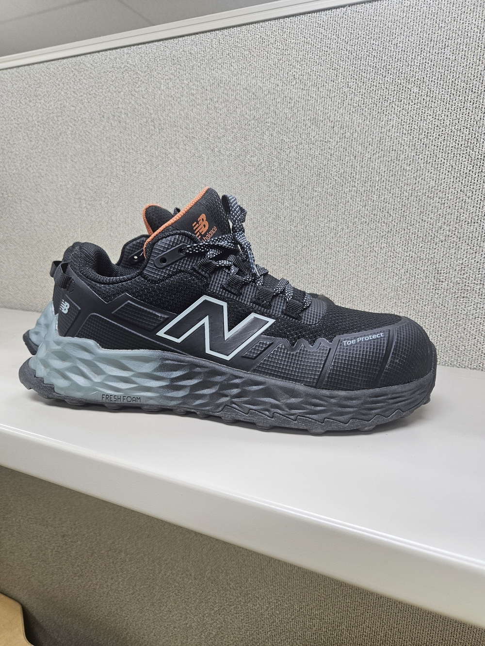 New Balance Black & Gray Work Shoe with Orange Accent